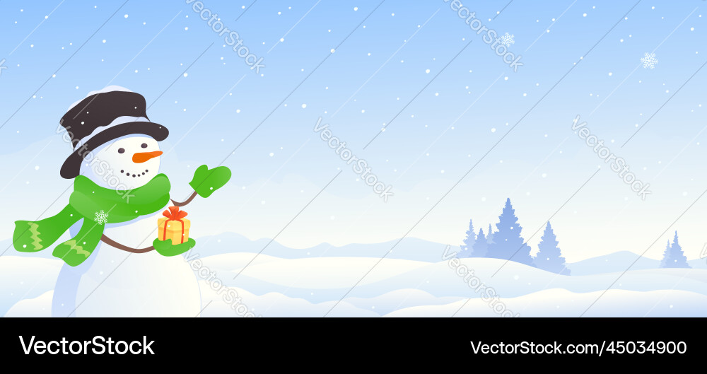 Winter Snowman Landscape vector image