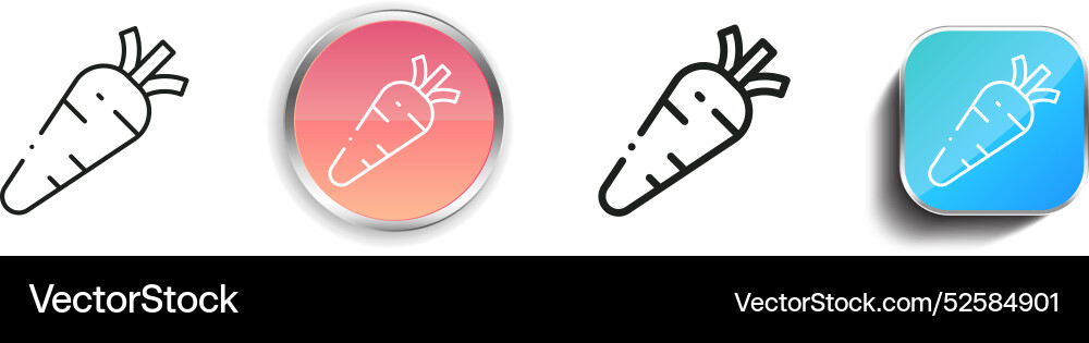 Carrot icon thin linear regular and button style Carrot icon thin linear regular and button style Vector Image