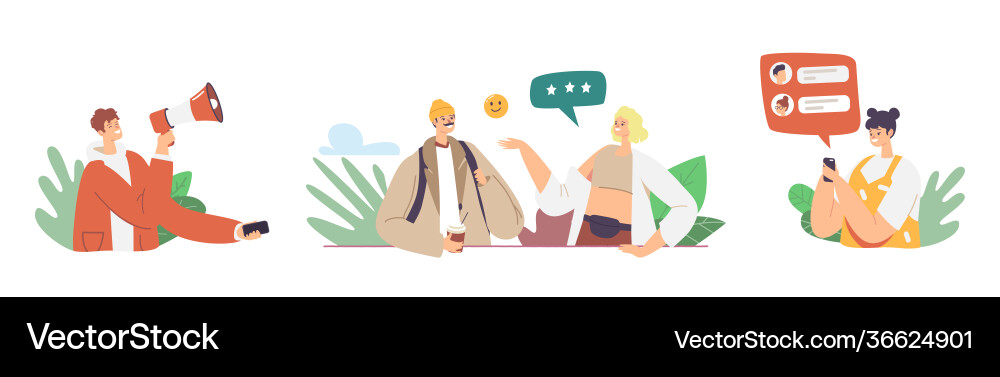 Characters referral program strategy network Characters referral program strategy network Vector Image