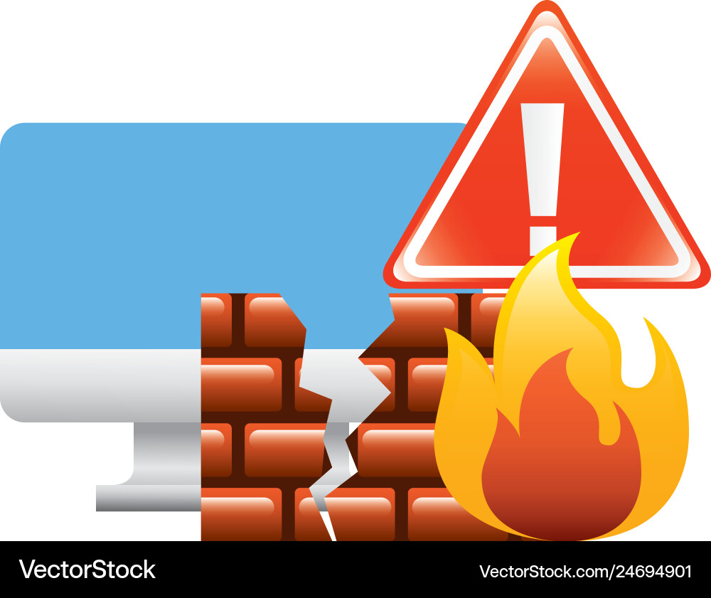 Cyber security with monitor computer and set icons vector image