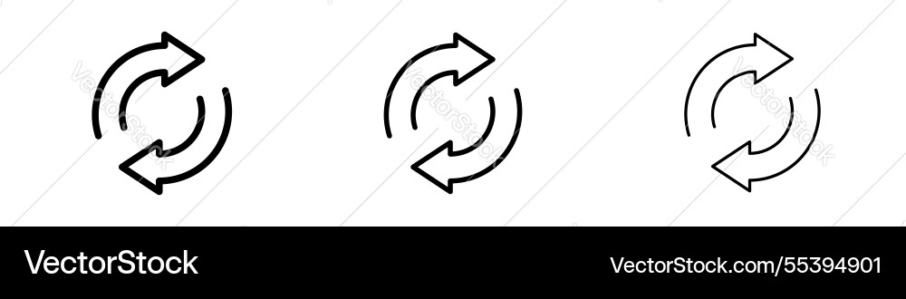 Exchange icons in three different stroke lines Exchange icons in three different stroke lines vector image