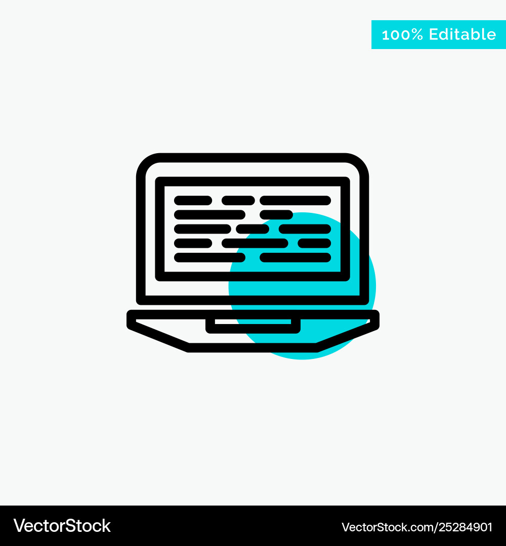 Laptop coding code screen computer turquoise Laptop coding code screen computer turquoise vector image