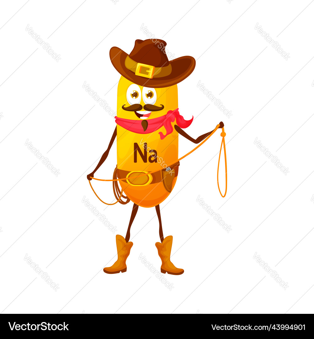 Natrium- oder Natrium-Mikronährstoff Cowboy-Charakter Natrium- oder Natrium-Mikronährstoff Cowboy-Charakter vektorbild