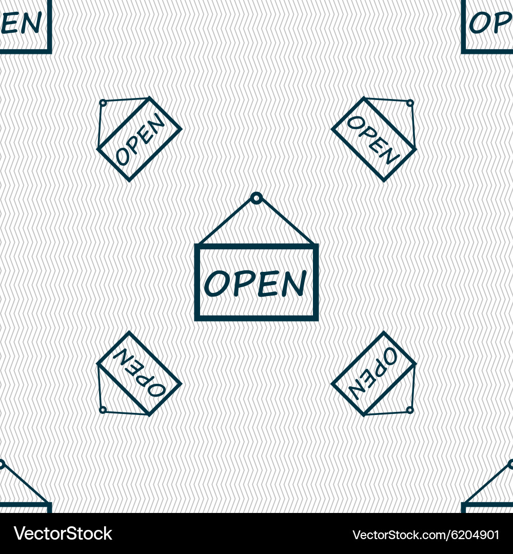 Open icon sign seamless pattern with geometric vector image