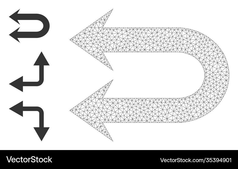 Polygonal mesh double left arrow icon with simple Polygonal mesh double left arrow icon with simple vector image