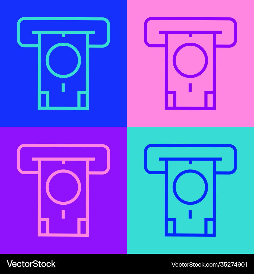 Pop art line atm - automated teller machine Vector Image