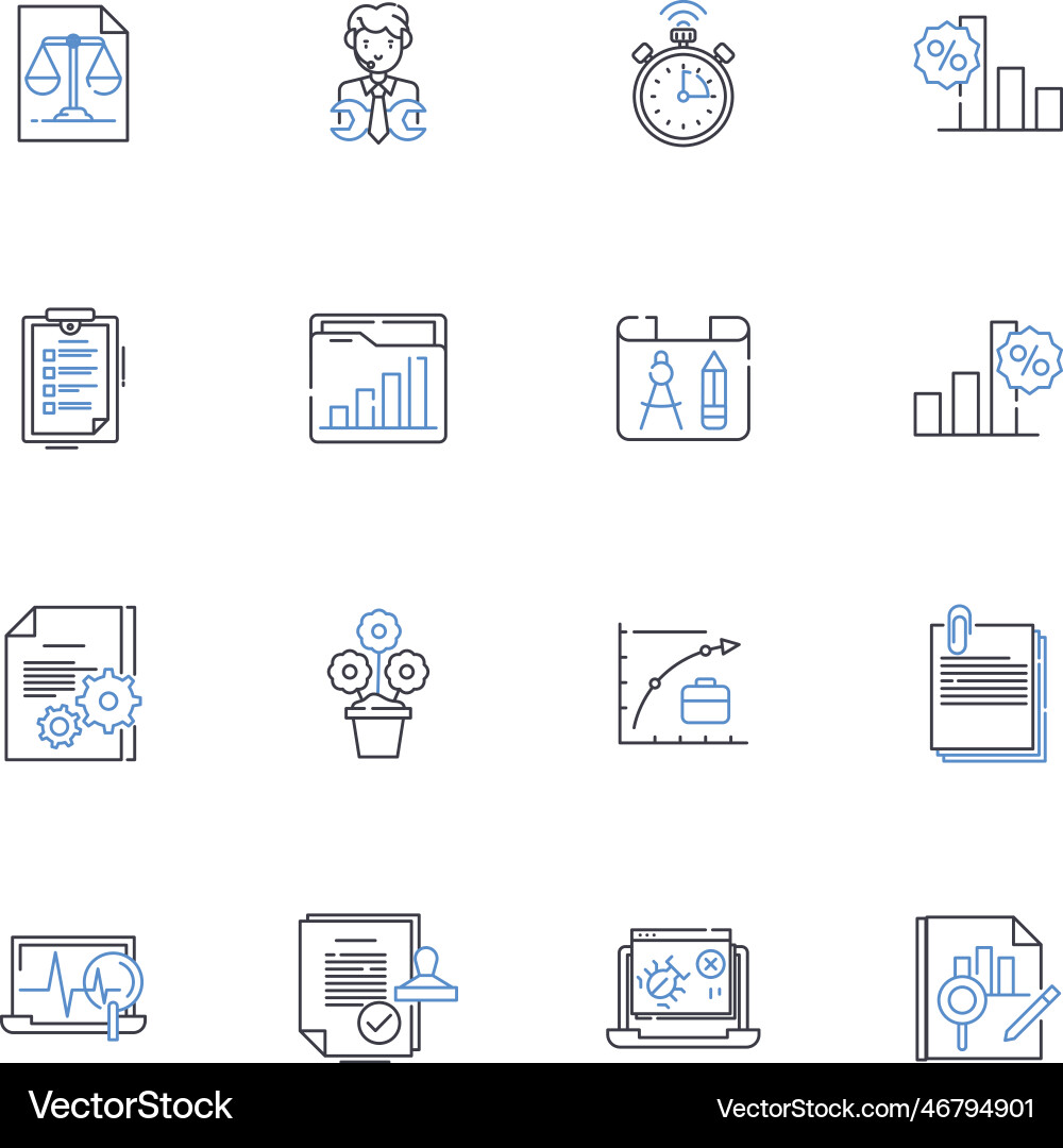 Predictive modeling line icons collection Predictive modeling line icons collection Vector Image