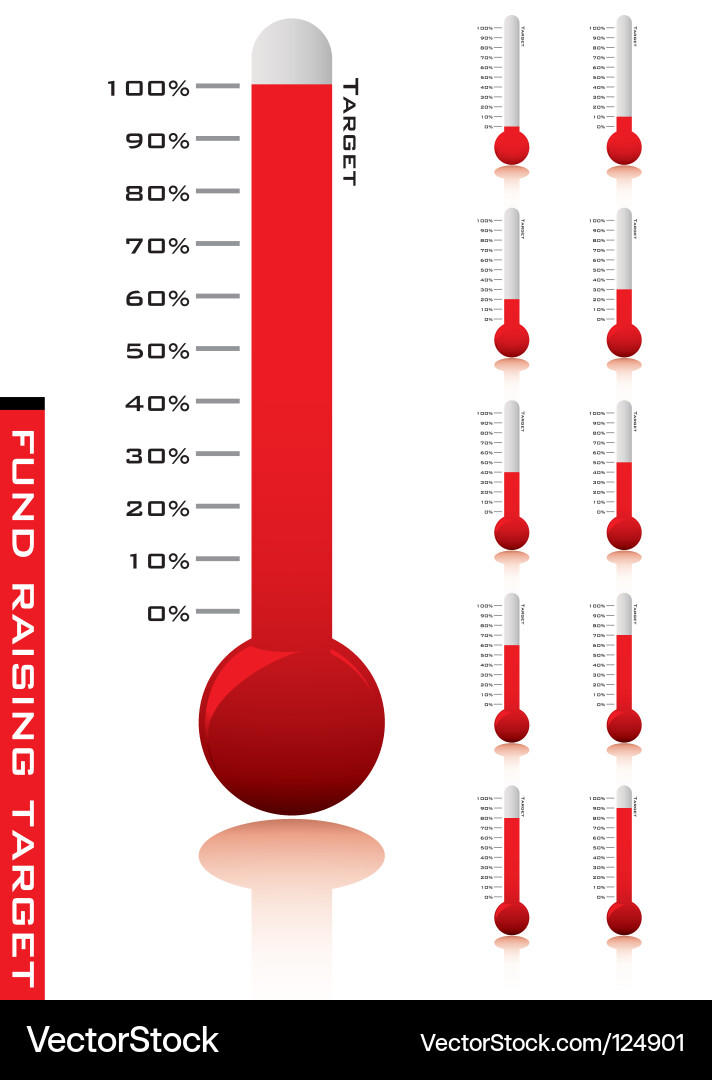 Red Thermometer Donation Progress Vector Image