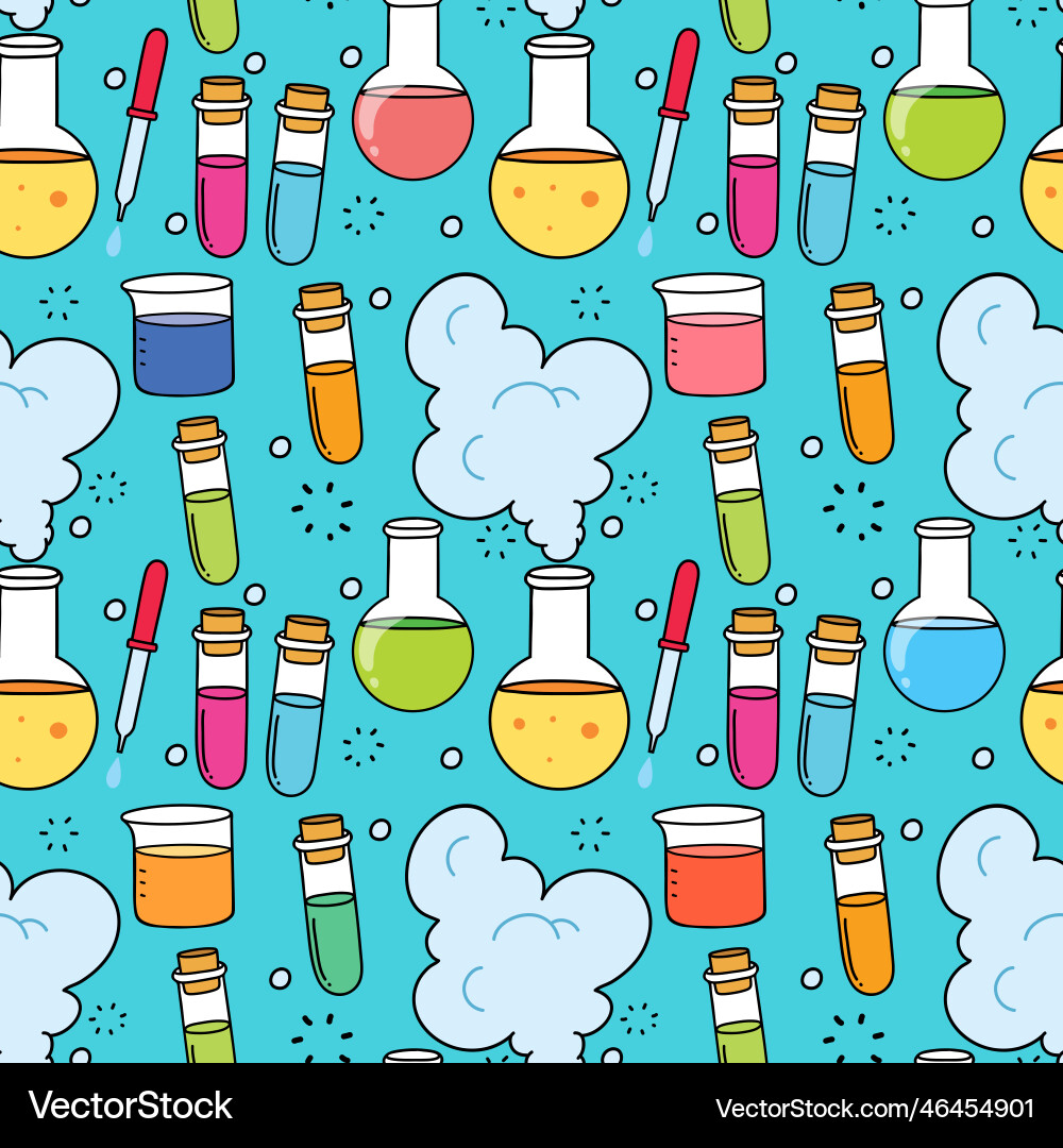 Science objects and icons seamless pattern vector image