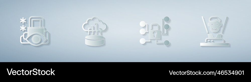 Set cyber security network cloud connection vector image