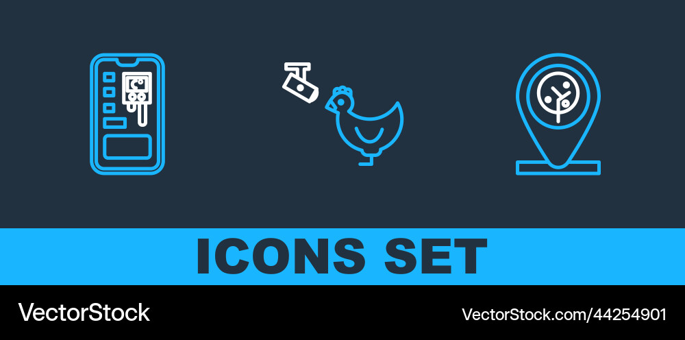 Set line location and tree smart control farming Vector Image