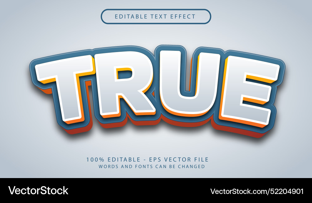 True 3d editable text effect template True 3d editable text effect template Vector Image
