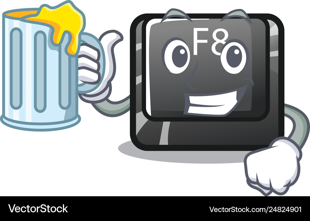 With juice f8 button installed on computer mascot vector image