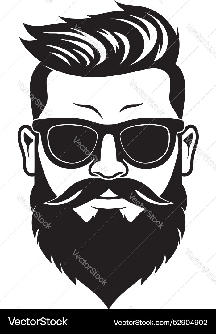 Crafted creations monochrome showcasing bearded Vector Image