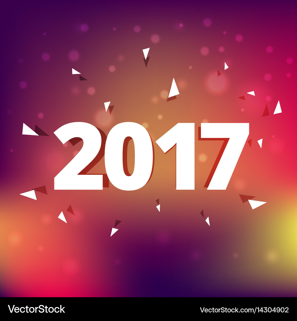 Elegant 2017 text style effect on colorful vector image