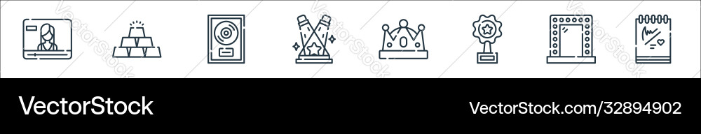 Fame line icons linear set quality Fame line icons linear set quality vector image