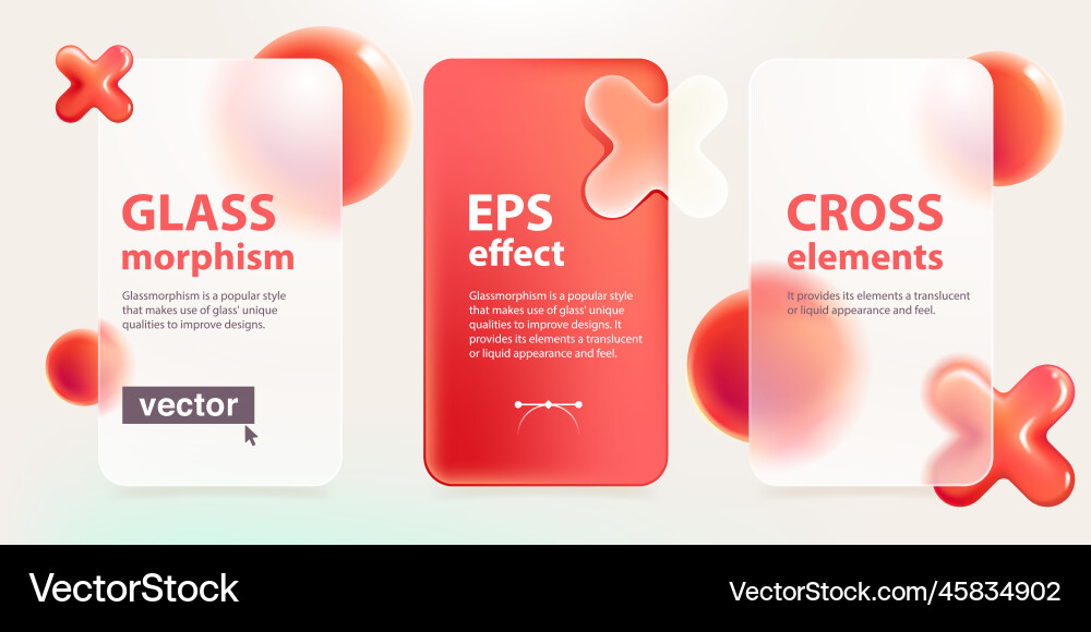 Glassmorphism subscription plan tables with red Glassmorphism subscription plan tables with red vector image