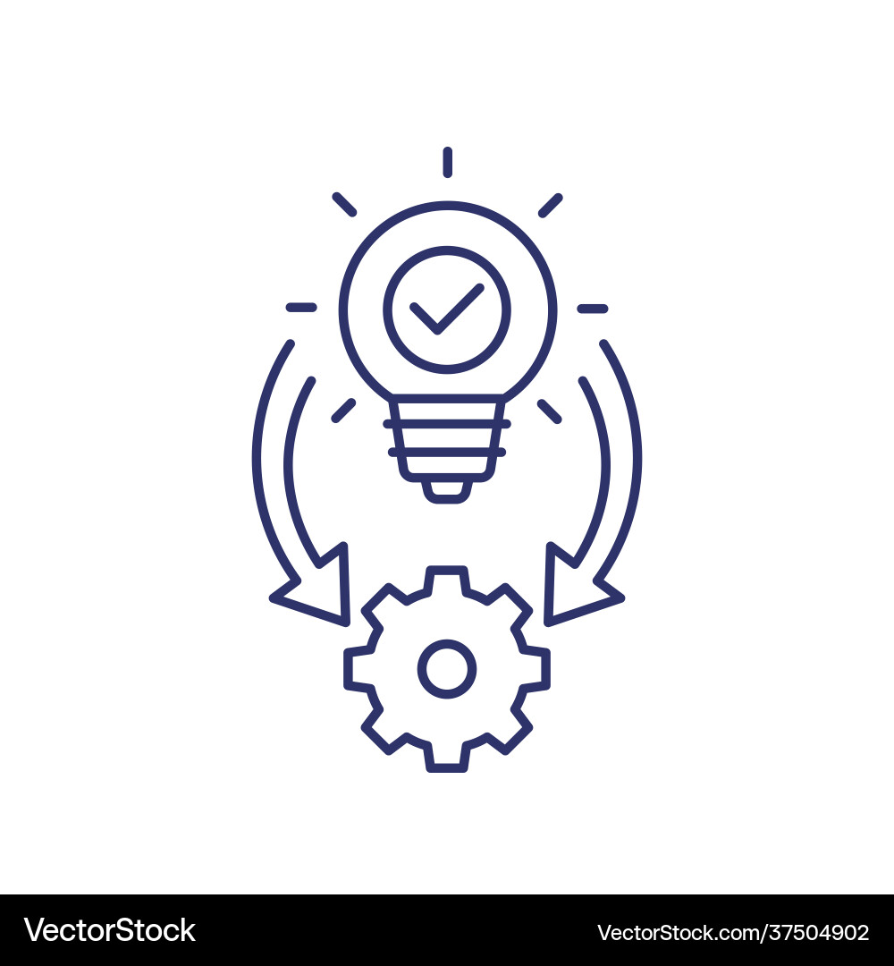 Implementation icon ideas execution line vector image