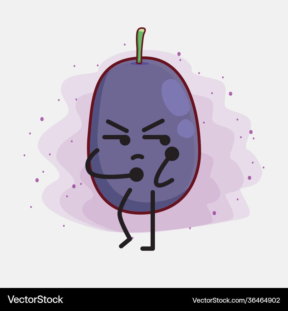Java plum fruit cute character with simple face vector image
