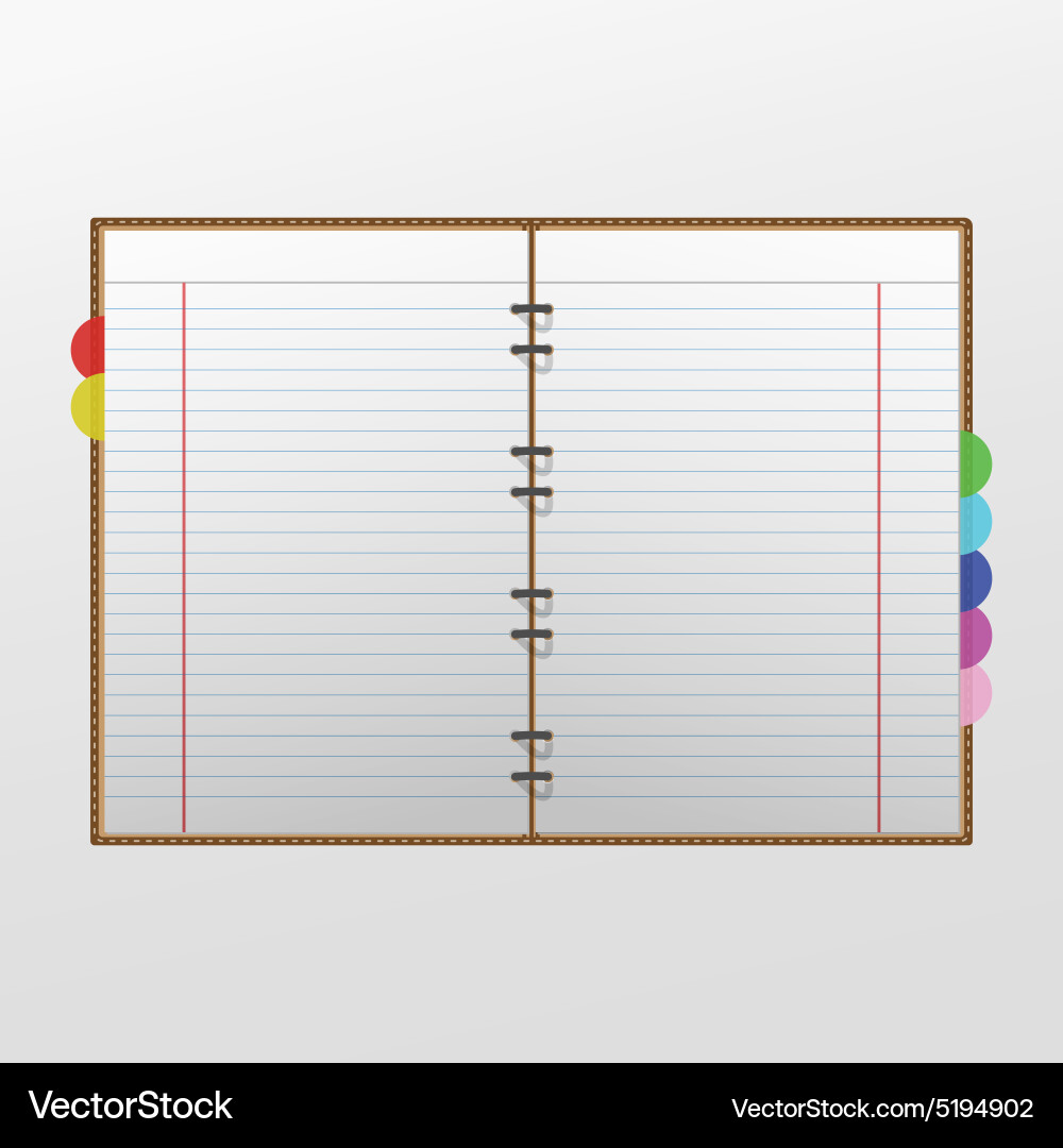 Lined Notebook with Bookmarks vector image