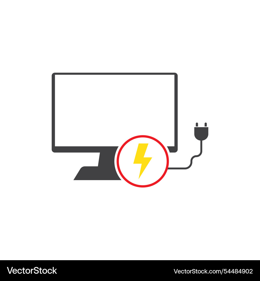 Monitor plugged in displaying power Monitor plugged in displaying power vector image