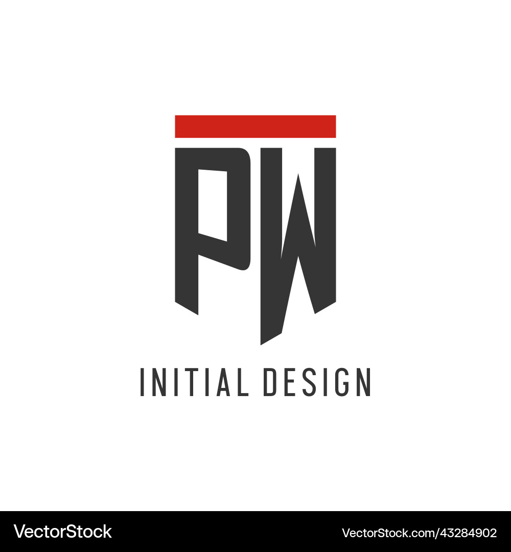 Pw initial esport logo with simple shield design Pw initial esport logo with simple shield design Vector Image