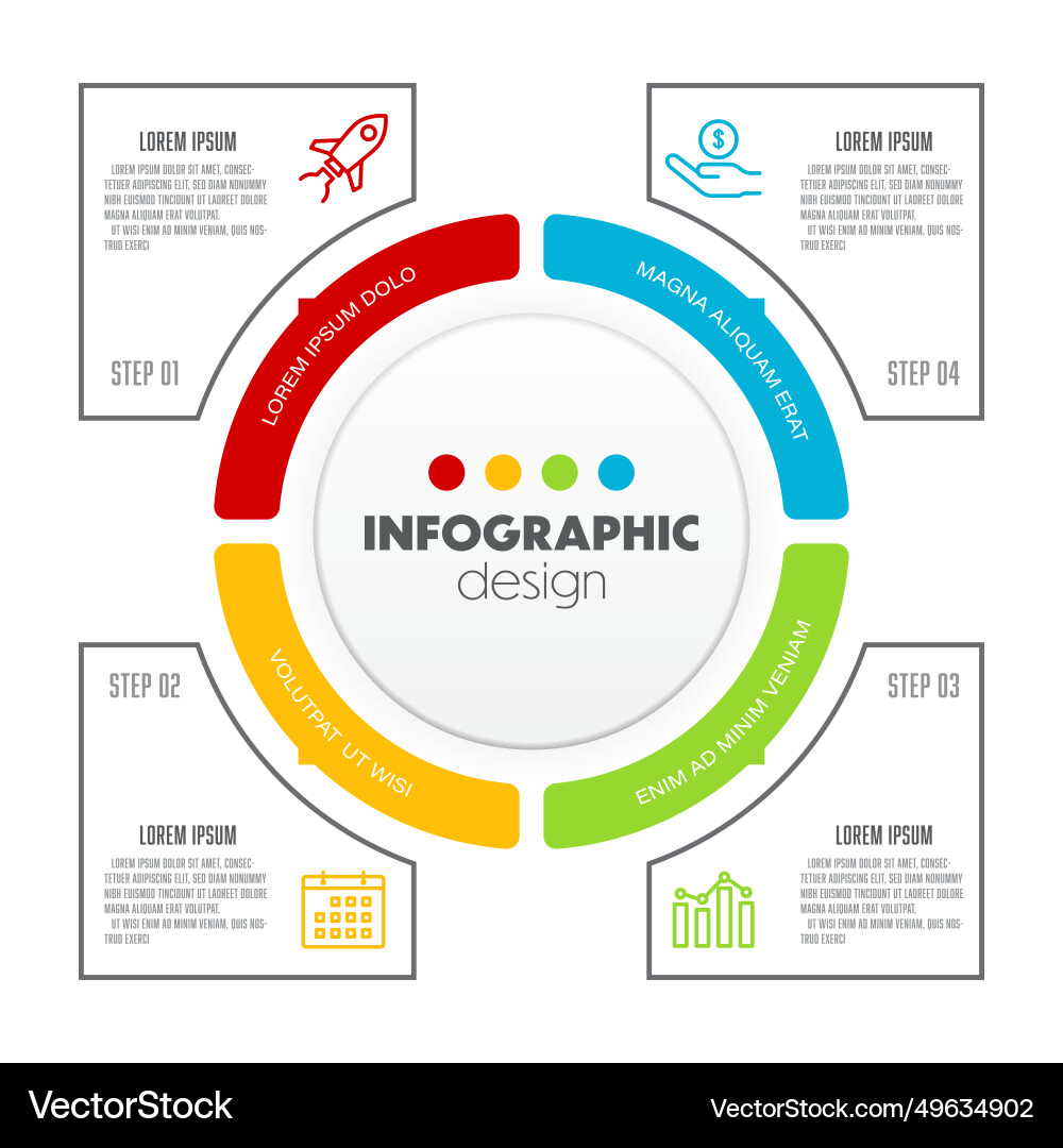 Round pie chart into 4 colorful sections startup Vector Image