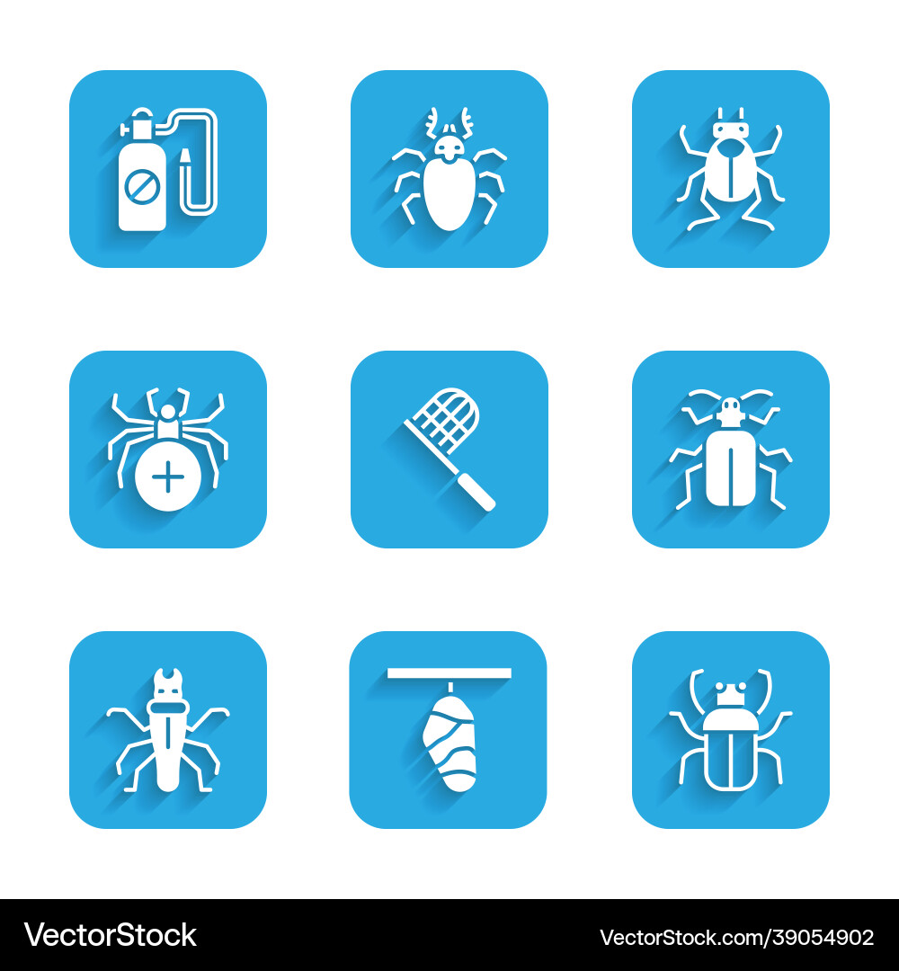 Set butterfly net cocoon stink bug chafer vector image