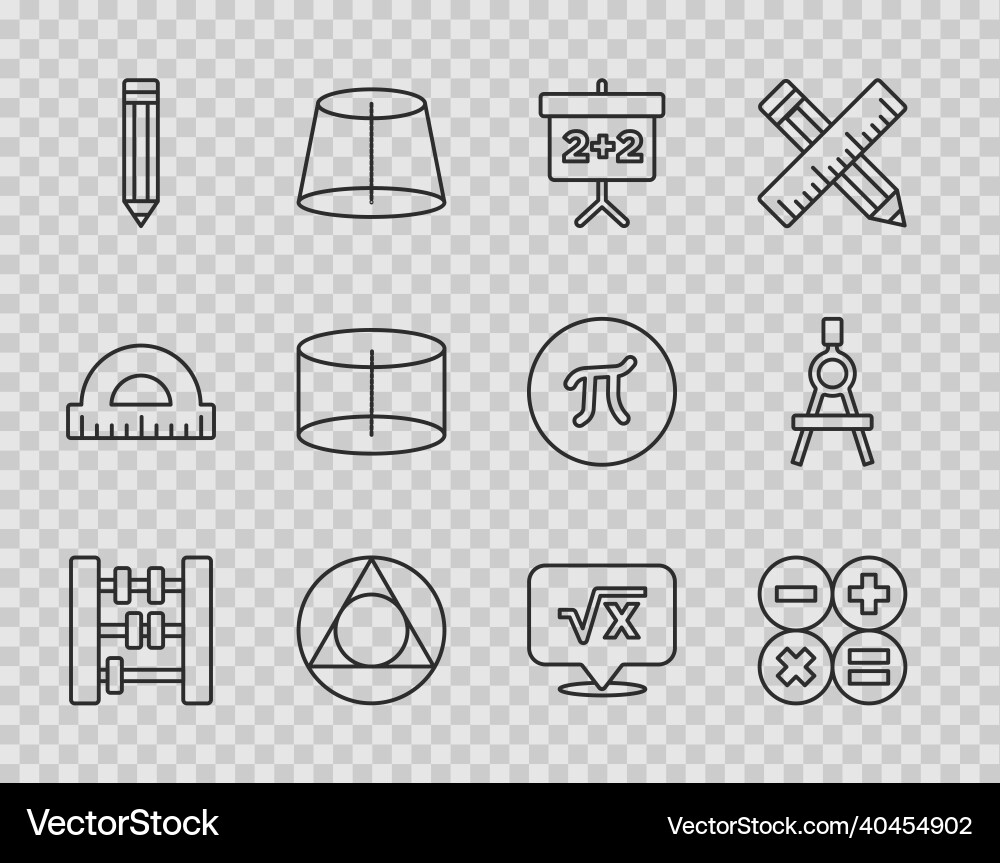 Set line abacus calculator chalkboard triangle Set line abacus calculator chalkboard triangle vector image