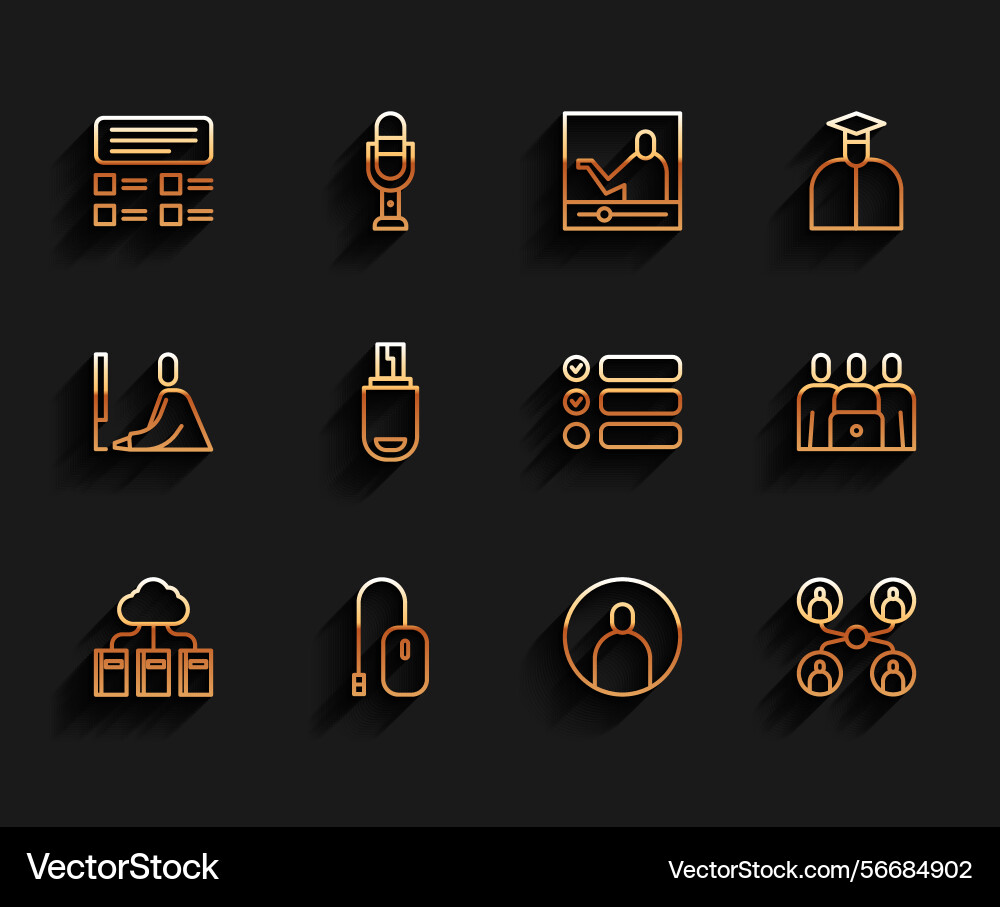 Set line cloud or online library computer mouse Set line cloud or online library computer mouse vector image