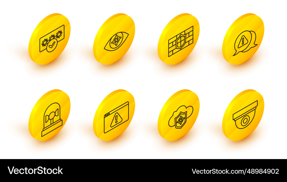 Set line security camera cloud and shield browser Set line security camera cloud and shield browser vector image