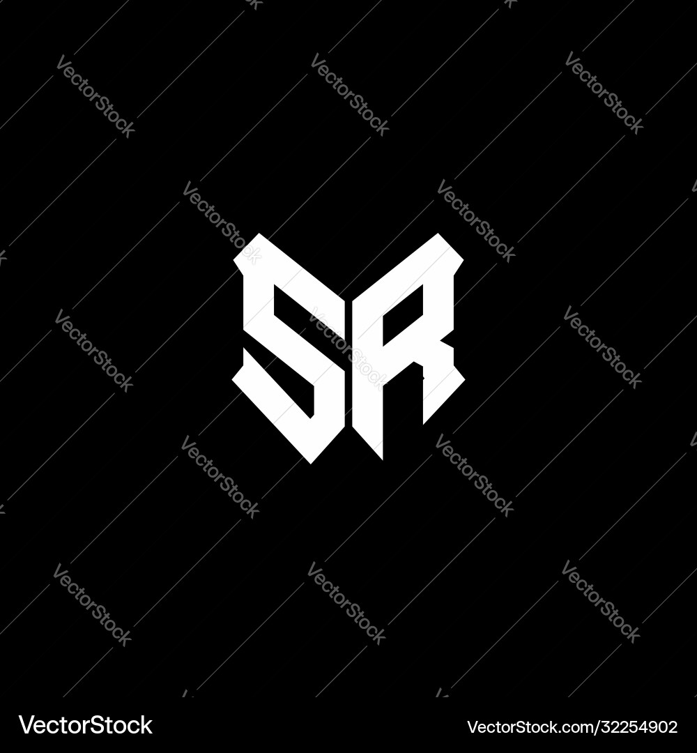 Sr logo monogram with shield shape design template vector image