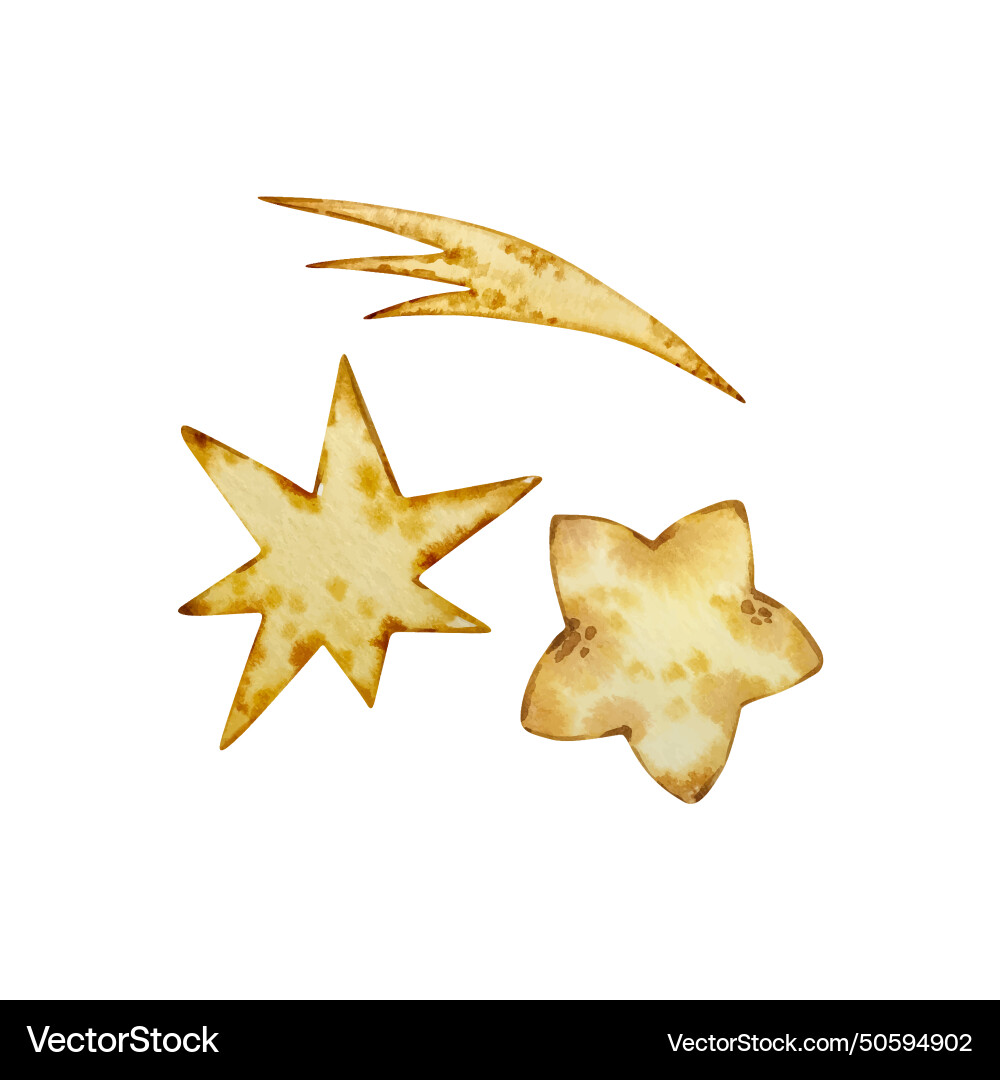 Watercolor yellow stars set space Vector Image