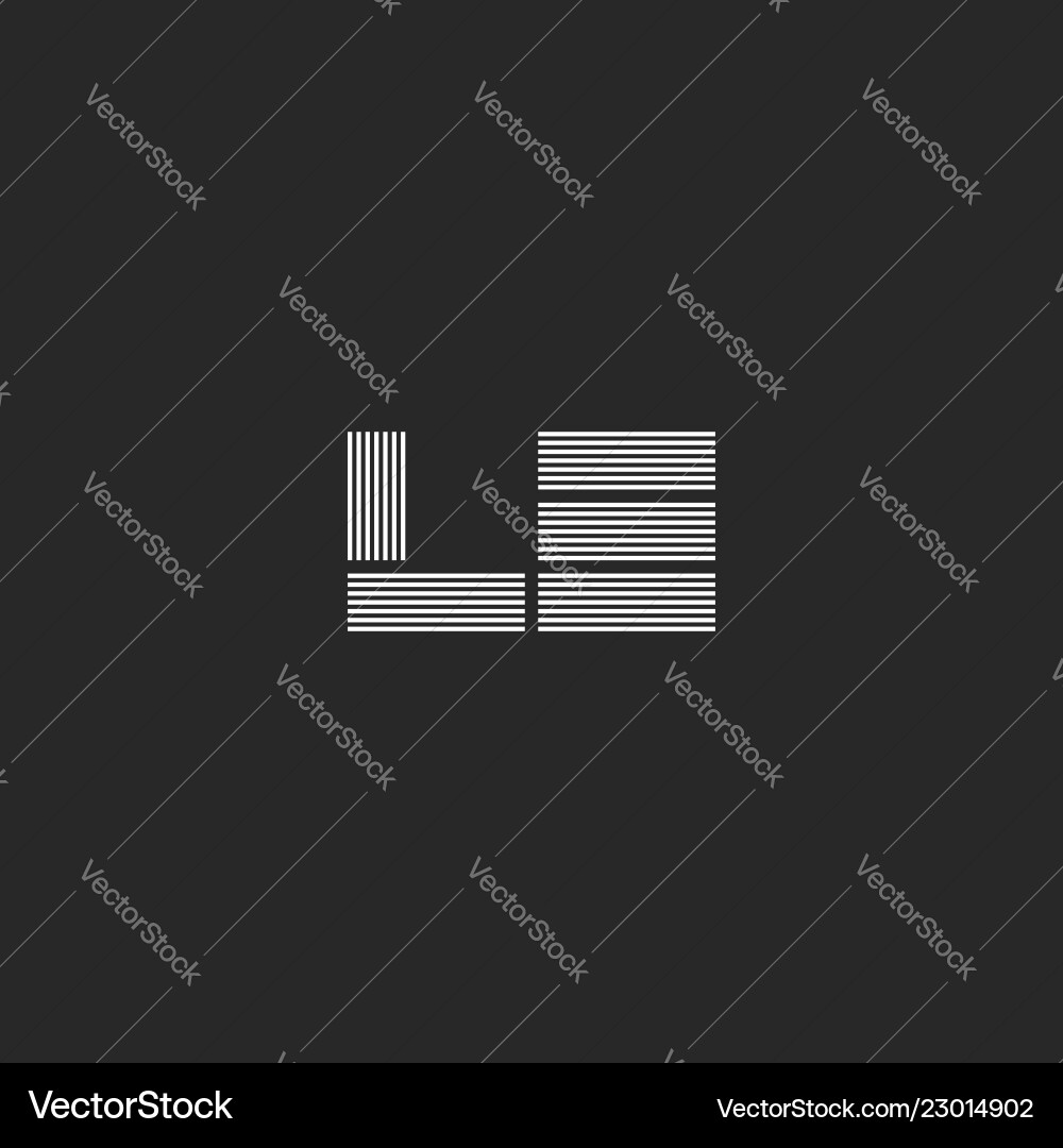 Weaving linear two letters l and e logo monogram vector image