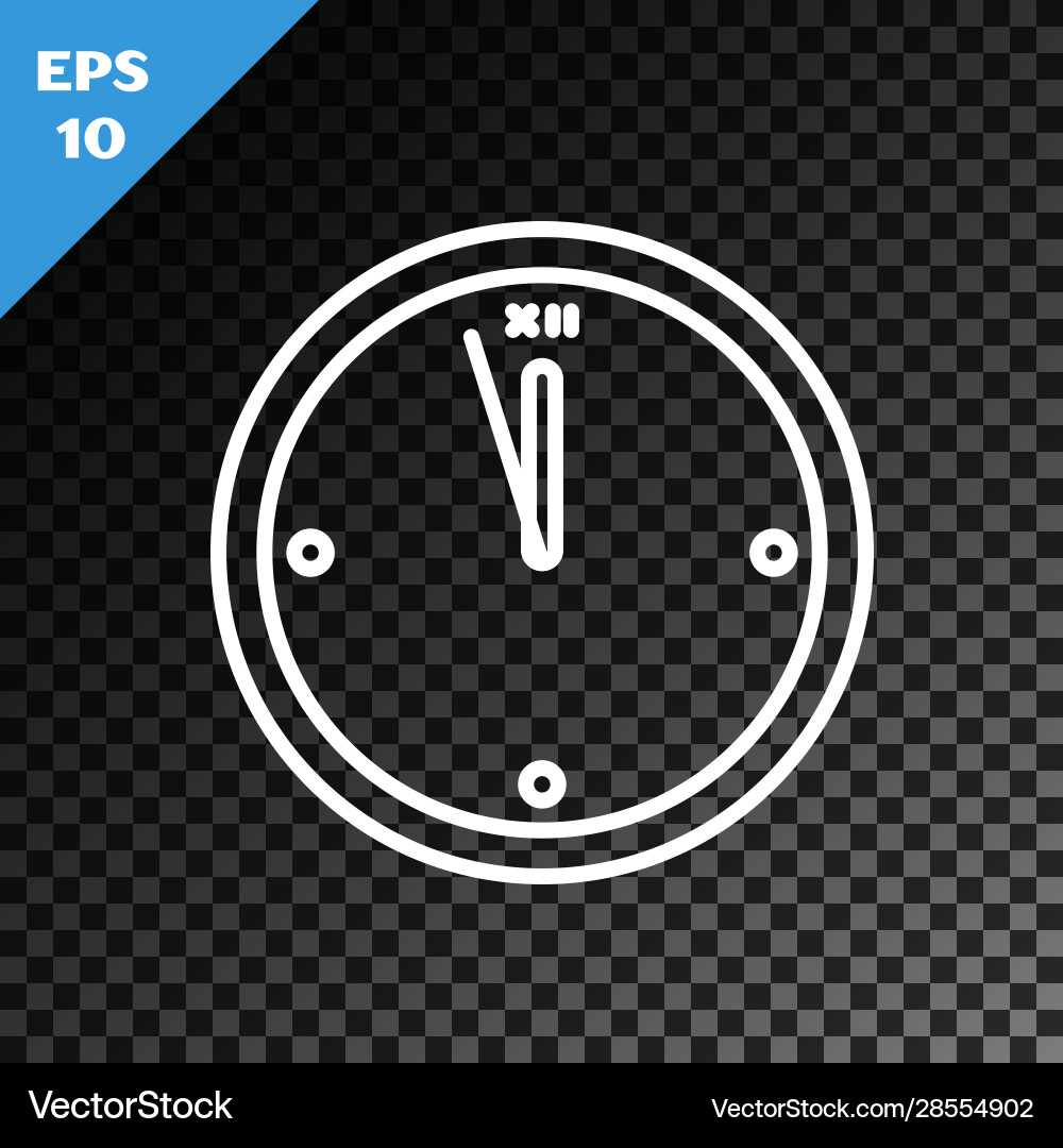White line clock icon isolated on transparent White line clock icon isolated on transparent Vector Image