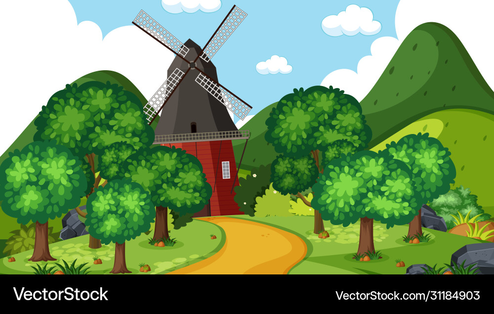 Background scene with many trees in park Vector Image