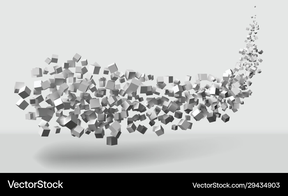 Big stroke motion formed random sized cubes Big stroke motion formed random sized cubes Vector Image