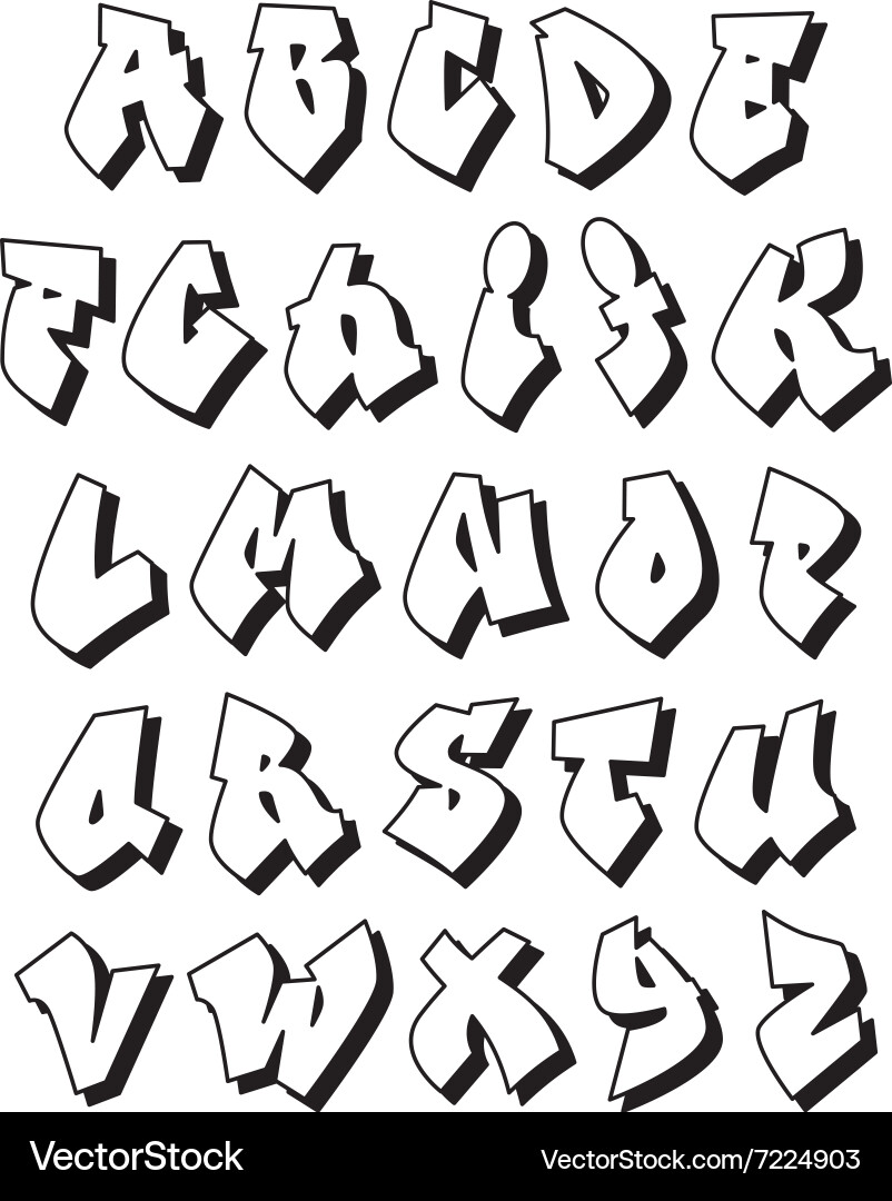 Bold Graffiti Alphabet Lettering Royalty Free Vector Image