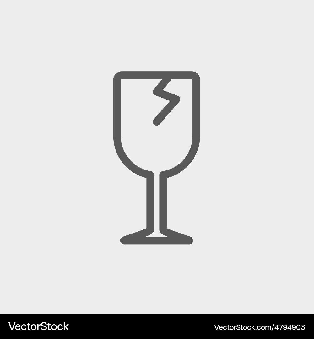 Broken glass wine thin line icon vector image