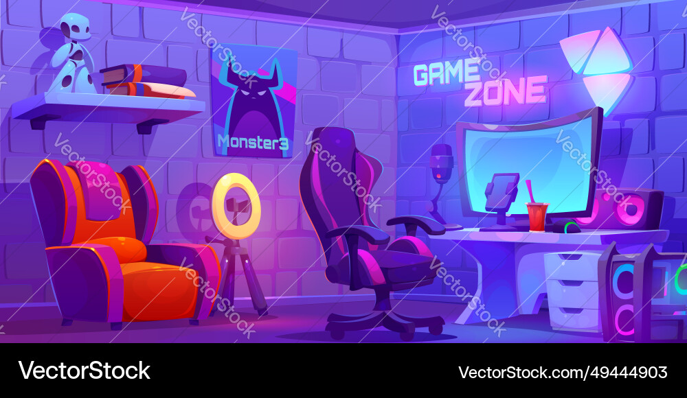 Computer game streaming studio Computer game streaming studio vector image