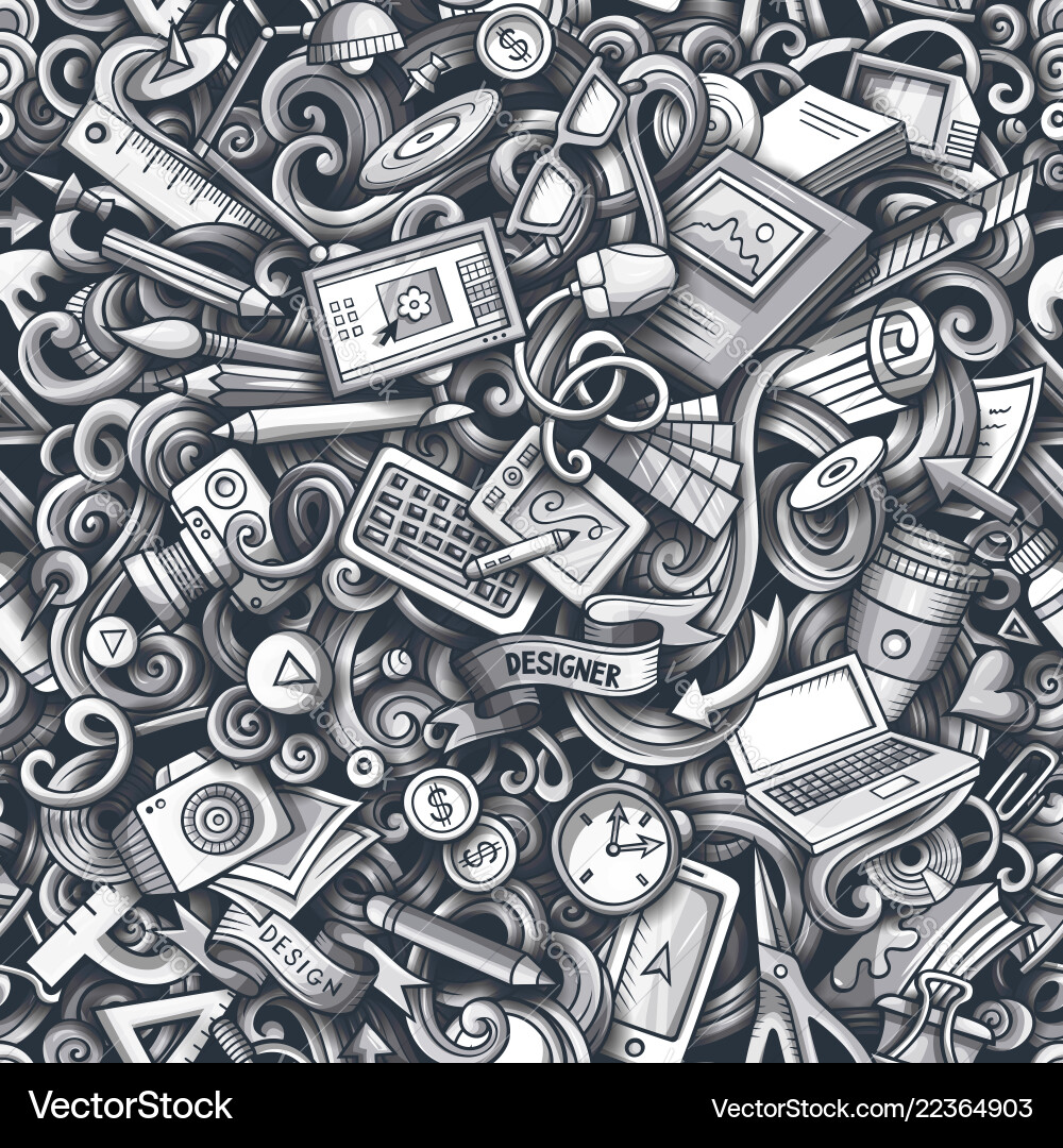 Cute Doodle Pattern - Colorful Objects vector image
