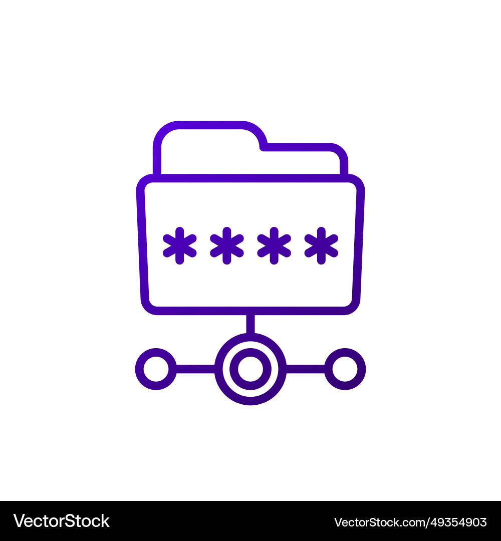 Folder with password line icon vector image