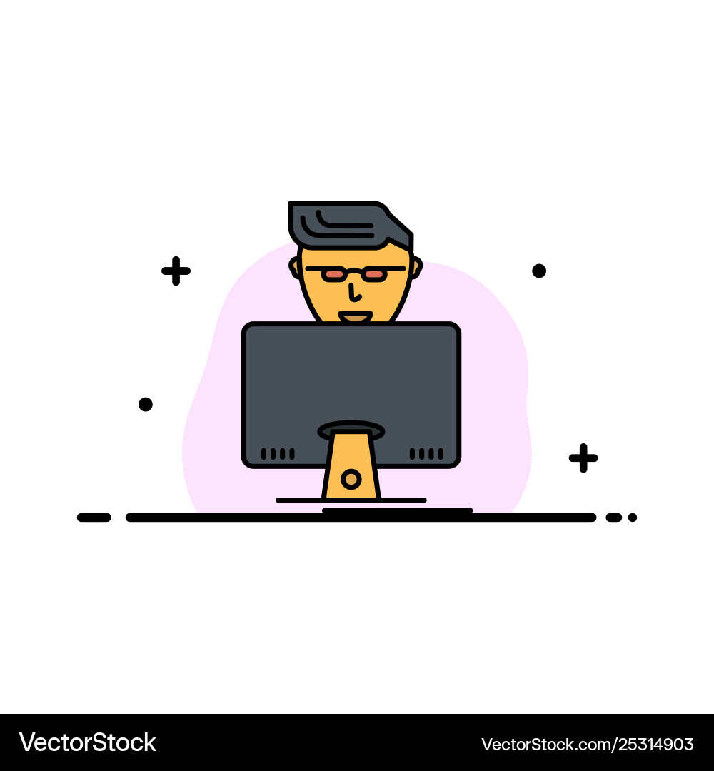Hacker user gamer programmer business flat line Hacker user gamer programmer business flat line vector image