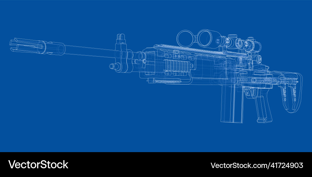 Machine gun rendering of 3d Vector Image