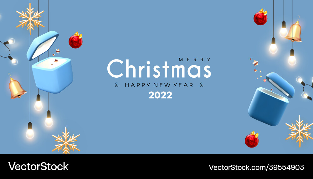 Merry christmas and happy new year soft blue 3d Merry christmas and happy new year soft blue 3d vector image