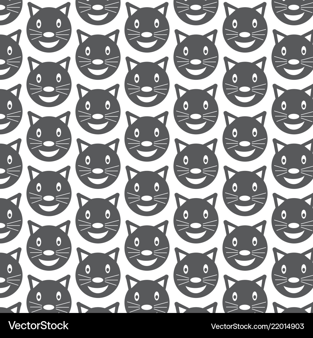 Pattern background cat face emotion icon vector image