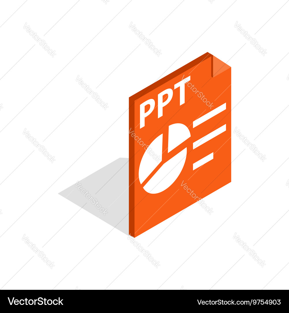 Ppt file extension icon isometric 3d style vector image