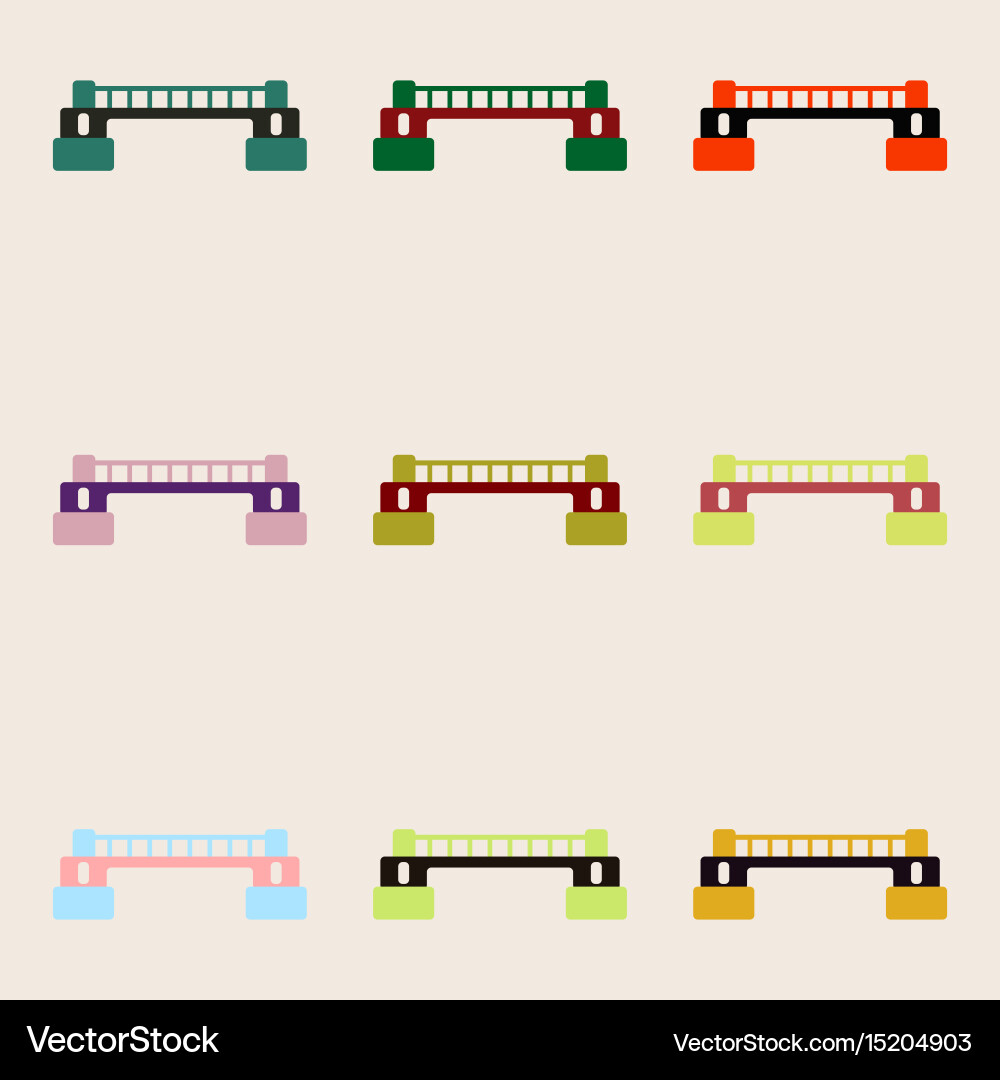 Rail way bridges icons set for web mobile vector image