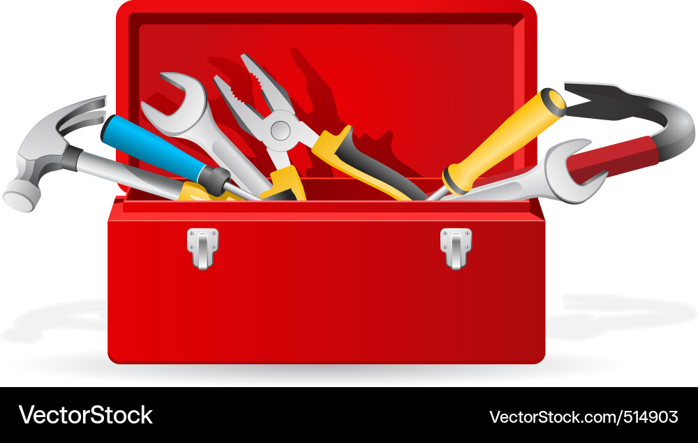 Red Toolbox with Tools vector image
