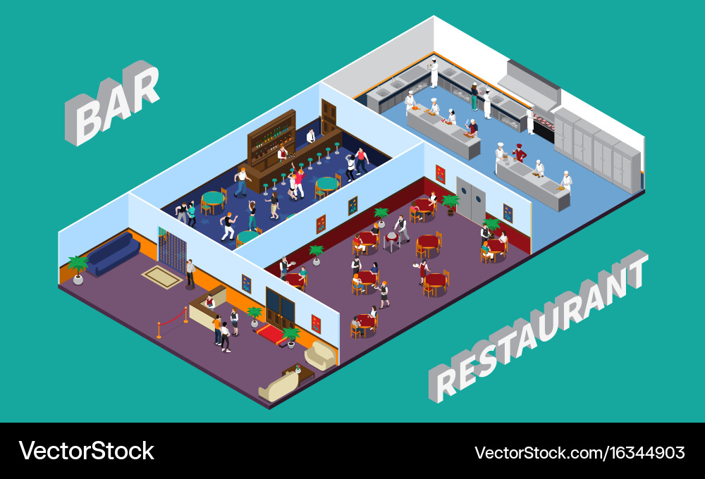 Restaurant Interior Isometric Royalty Free Vector Image
